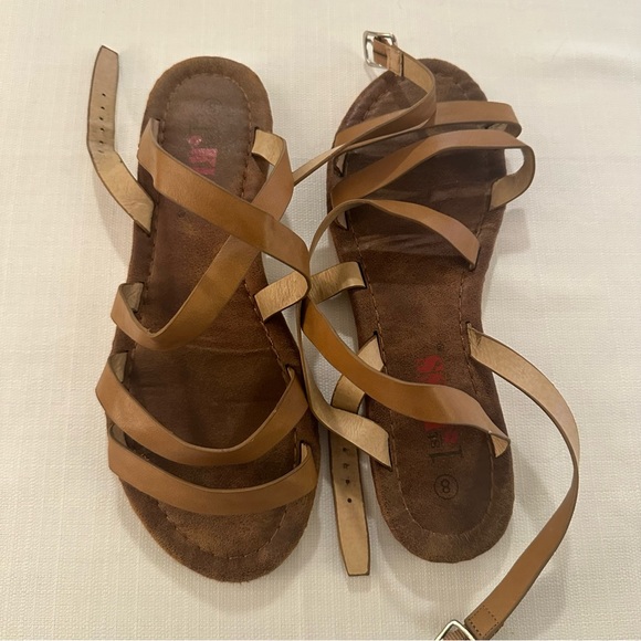 🎁Bundle 4 Free! 1st Kiss Strappy Camel Brown Sandals Size 8 - Picture 5 of 9